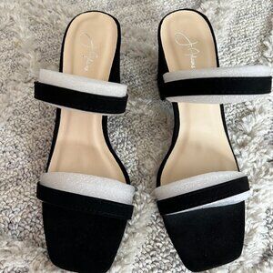 J. Adams New Black Suede Sandals. Size 7 1/2. 3 inches heel. Never used.